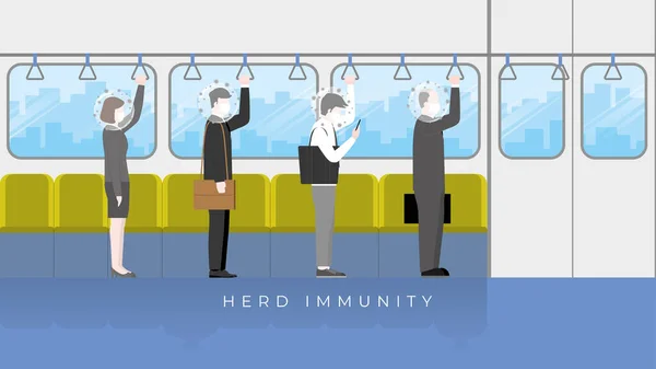 Flockimmunitet Som Virus Skyddar Bubblan Huvudet Immuniserad Person Förebygger Skadliga — Stock vektor
