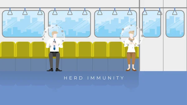 Flockimmunitet Som Virus Skyddar Bubblan Huvudet Immuniserad Person Som Skyddad — Stock vektor