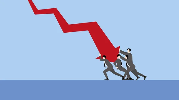 Estilo Mínimo Gráfico Vermelho Para Baixo Crise Financeira Recessão Econômica — Vetor de Stock