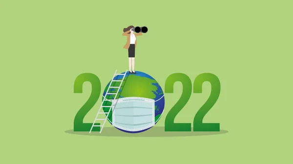 2022年におけるEsg グリーンビジネス政策の考え方 ビジョンビジネスウーマンは双眼鏡を使う 温室効果ガスの排出ゼロ 二酸化炭素排出量 二酸化炭素排出量 世界を救う — ストックベクタ