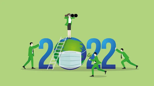 Esgとグリーンビジネスの考え方 2022年にグリーンビジョンビジネスウーマンのチームワーク 二酸化炭素排出量ゼロ 二酸化炭素排出量 植林木 温室効果ガス 世界を救う — ストックベクタ