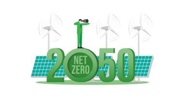 Green energy and vision in the year 2050. A nationally determined contribution, Net Zero emissions clipart