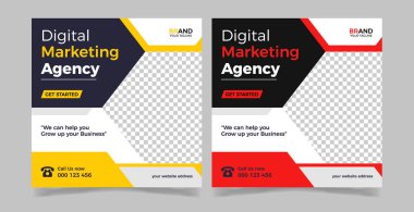 Dijital pazarlama kurumsal sosyal medya afişi. Tamamen düzenlenebilir, modern reklam tasarımı