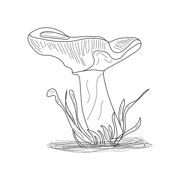 Abstract Mushrooms Line Art Symbol Autumn Forest Harvest — Stock Vector