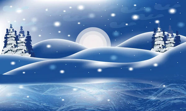 Winter Landschaft Hintergrund Illustration Winter Blauer Himmel Mit Bergkunst — Stockvektor