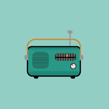 Radyo simgesi illüstrasyonu, düz çizgi film biçimi, Radyo Vektörü tasarımı