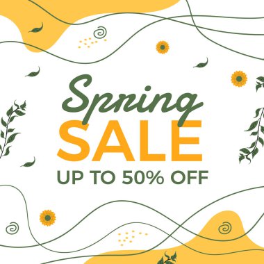 Spring sale banner or background design template. Spring sale social media banner with colorful flowers
