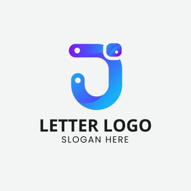 J harfi logo ikonu tasarımı. J logosu şeklinde. İş ve insan logoları için kullanılabilir. J harfi logo tasarım şablonu