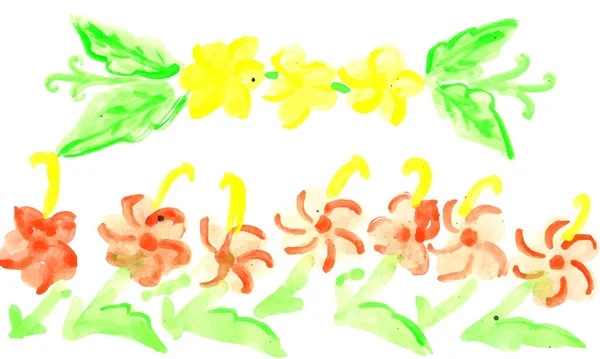 花の水彩画 美しい花セットベクトルイラスト カラフルな花のデザイン — ストックベクタ