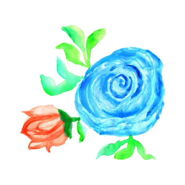 Акварельний Живопис Блакитної Троянди Акварельна Троянда Векторний Дизайн Квітки — стоковий вектор