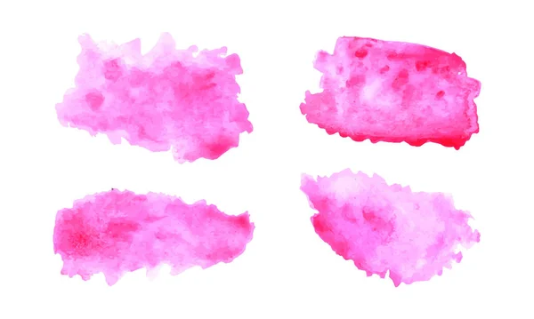 手描きピンク水彩ブラシストロークデザインベクトルセット 手描き水彩画 — ストックベクタ