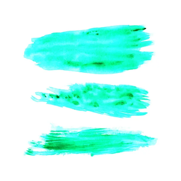 Vecteur Ensemble Pinceau Vert Ensemble Pinceaux Dessin Aquarelle — Image vectorielle