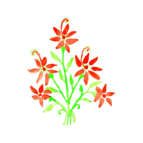 Pintura Acuarela Flores Diseño Flores Acuarela Hermosas Flores Ilustración — Vector de stock