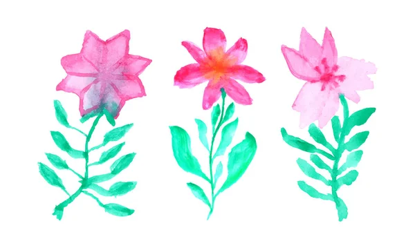 Una Pintura Acuarela Flores Con Hojas Flores Colorido Diseño Flores — Vector de stock