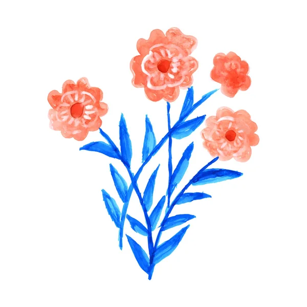 Ein Aquarell Von Blumen Auf Weißem Hintergrund Buntes Aquarell Blumenmuster — Stockvektor