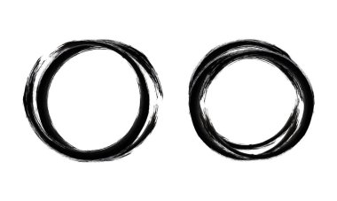 Suluboya daire çerçevesi. El çizimi yuvarlak çizgi sınırı. Vektör el çizimi çerçeve ayarlandı. Vektör siyah çerçeve koleksiyonu  