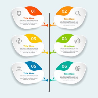 Business concept infographic template with diagram. Six steps presentation business infographic template. Modern infographic design template  clipart