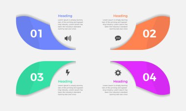 Dört adımlı iş bilgisi. İş verileri görselleştirme bilgileri. Sunum için vektör iş şablonu