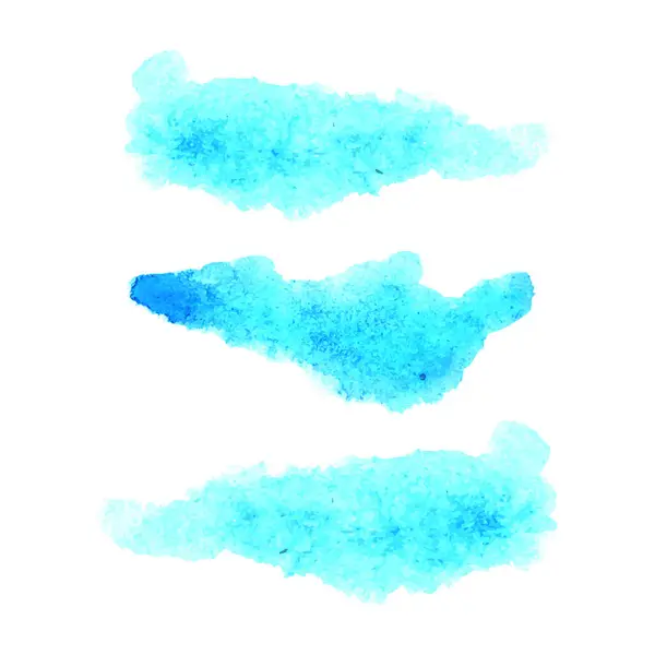 Dessine Main Collection Coups Pinceau Encre Aquarelle Bleu Vecteur Coups — Image vectorielle