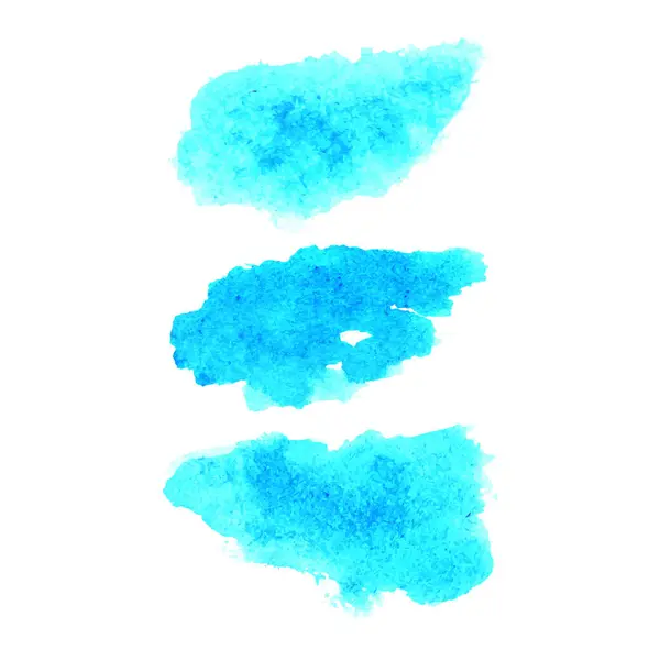 Dessine Main Collection Coups Pinceau Encre Aquarelle Bleu Vecteur Coups — Image vectorielle