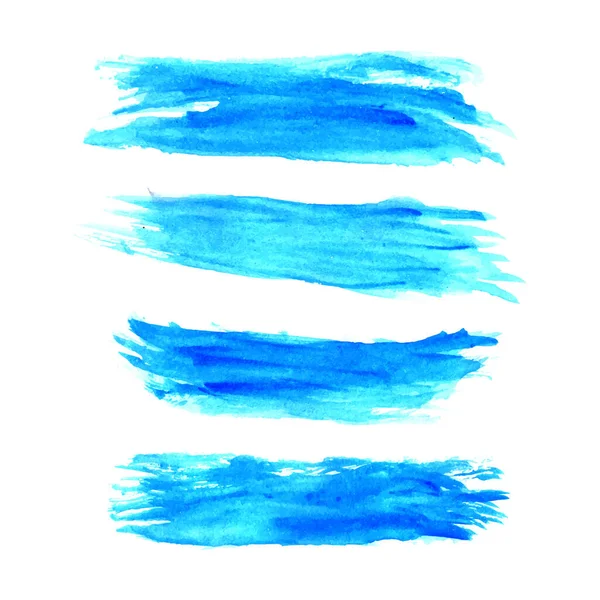 Kézzel Rajzol Tinta Ecset Stroke Gyűjtemény Akvarell Kék Vektor Ecset — Stock Vector