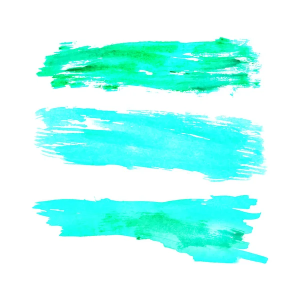 Mão Desenha Coleção Pincel Pincel Tinta Watercolor Pinceladas Vetor Verde — Vetor de Stock
