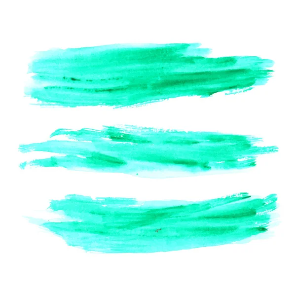 Kézzel Rajzol Tinta Ecset Stroke Gyűjtemény Akvarell Zöld Vektor Ecset — Stock Vector
