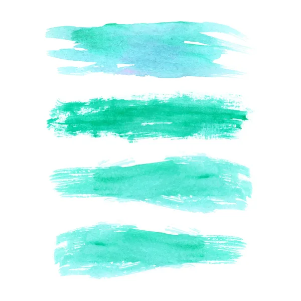 Mão Desenha Coleção Pincel Pincel Tinta Watercolor Pinceladas Vetor Azul — Vetor de Stock