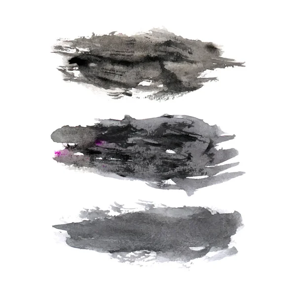 Hand Draws Ink Brush Stroke Collection Υδατογραφία Μαύρο Διάνυσμα Πινέλο — Διανυσματικό Αρχείο