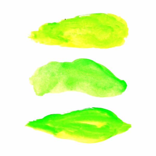 Σύνολο Από Πράσινα Φύλλα Ακουαρέλα Χέρι Πινέλο Εγκεφαλικό Επεισόδιο Σετ — Διανυσματικό Αρχείο