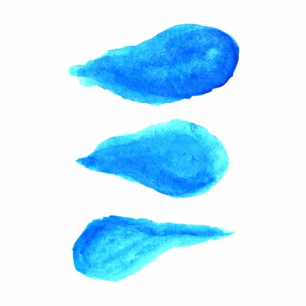 Set Blauer Aquarellblätter Handpinselstrich Satz Frühlingsblätter Aquarell Blätter Vektorillustration — Stockvektor