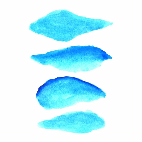 Conjunto Folhas Aquarela Azul Curva Mão Conjunto Folhas Primavera Aquarela — Vetor de Stock