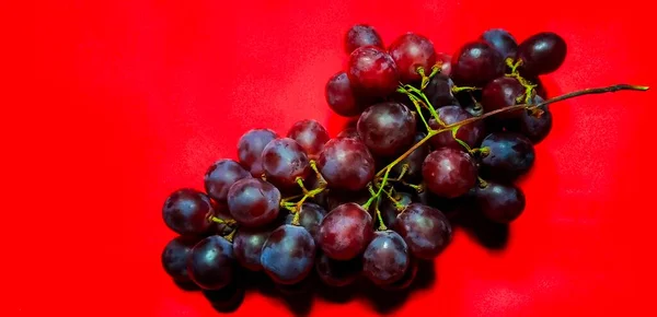 Fresh Grapes Red Background — Stock Photo, Image