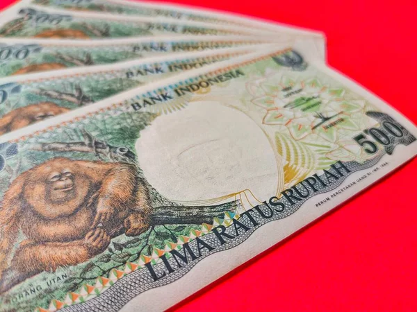 Widok Bliska Starych Indonezyjskich Banknotów 500 Wyemitowanych 1992 Koncepcja Waluty — Zdjęcie stockowe