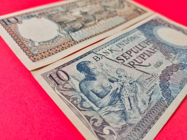 Közelkép 1963 Ban Kibocsátott Régi Indonéz Bankjegyekről Rupiah Valuta Koncepció — Stock Fotó