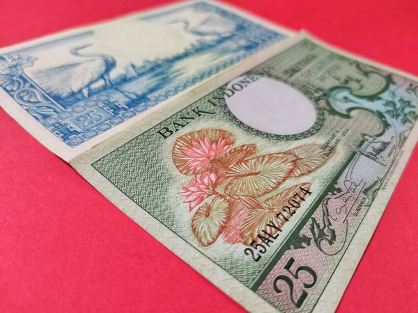Widok Bliska Dwóch Starych Indonezyjskich Banknotów Wyemitowanych 1959 Koncepcja Waluty — Zdjęcie stockowe