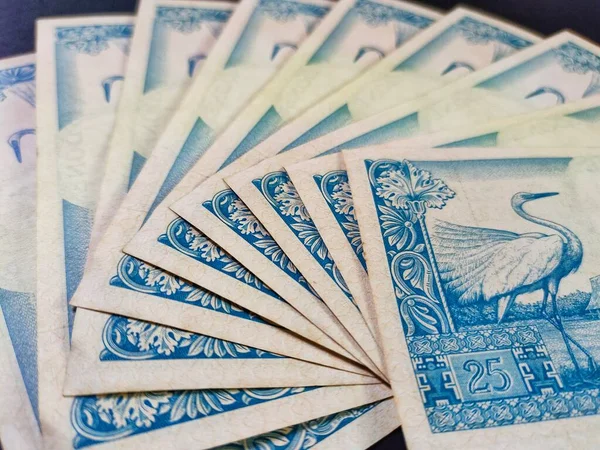 Widok Bliska Stosów Starych Indonezyjskich Banknotów Rupii Wydanych 1959 Roku — Zdjęcie stockowe