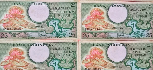 1959年发行的印度尼西亚旧钞票25 000卢比 旧卢比的货币概念 — 图库照片