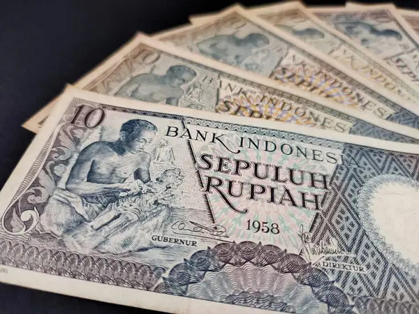Banconote Indonesiane Vecchie Rupie Emesse Nel 1963 Vecchio Concetto Valuta — Foto Stock