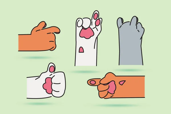 Katzenhand Illustration Katzensignatur Flachen Design — Stockvektor