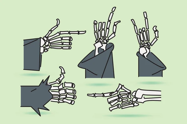 Handzeichen Aus Knochen Halloween Clip Art Flacher Ausführung — Stockvektor
