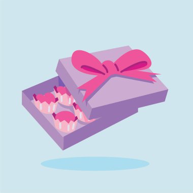 valentines day gift flat vector illustration. Cute gift valentine illustration. cute chocolate illustration.