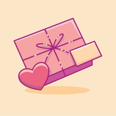 valentines day gift flat vector illustration. Cute gift valentine illustration. cute chocolate illustration.