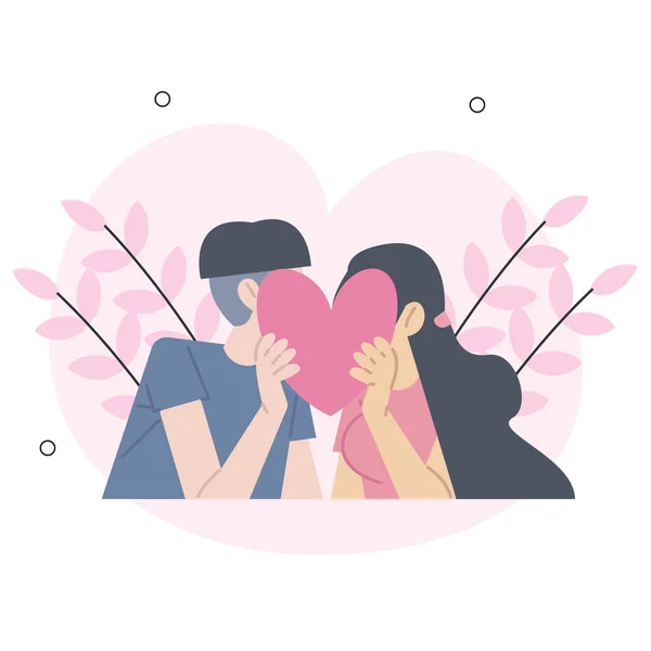 Sevgililer Günü Konsepti Izole Edilmiş Insan Durumları Romantik Bayramı Kutlayan — Stok Vektör