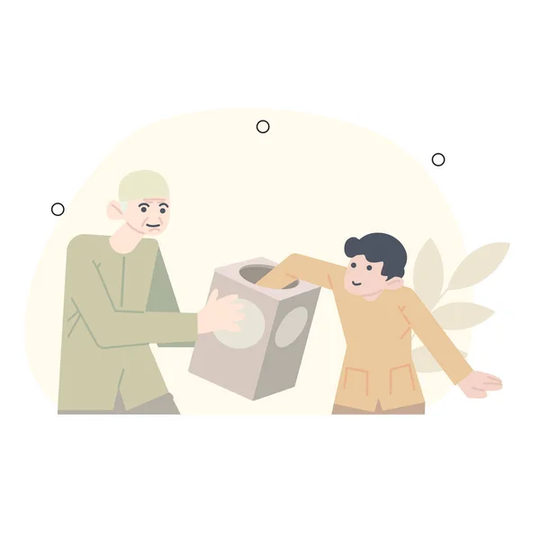 Ramadan Illustration Child Who Took Bread Grandfather Grandfather Gave Canned — Stock fotografie