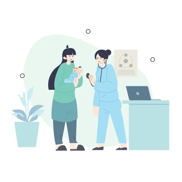 Illustration Mother Her Baby Child Being Hospital Infirmary Clinic Healthcare — Stock fotografie