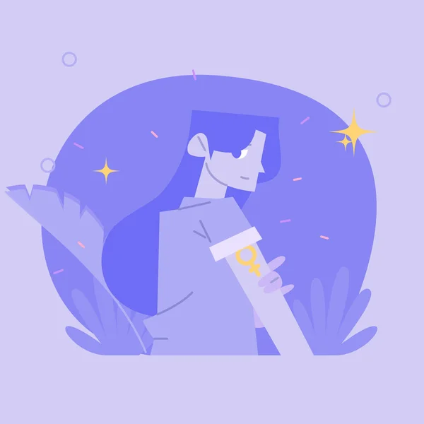 Flat Vector Illustration Woman Facing Challenges International Women Day — 스톡 사진