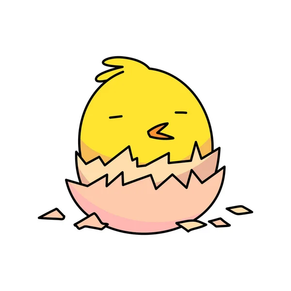 Маленька Пташеня Вилуплюється Великоднього Яйця Плоска Векторна Ілюстрація — стоковий вектор