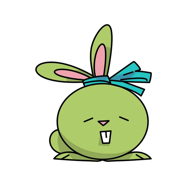 Зелений Кролик Нагадує Великодні Яйця Плоскі Векторні Ілюстрації — стоковий вектор