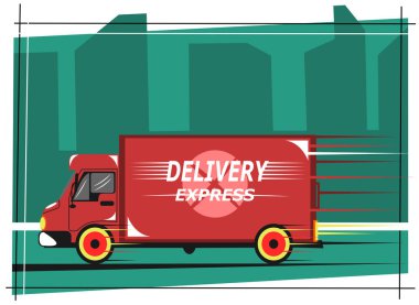 Hızlı teslimat minibüsü, Teslimat Ekspres vektör illüstrasyonu
